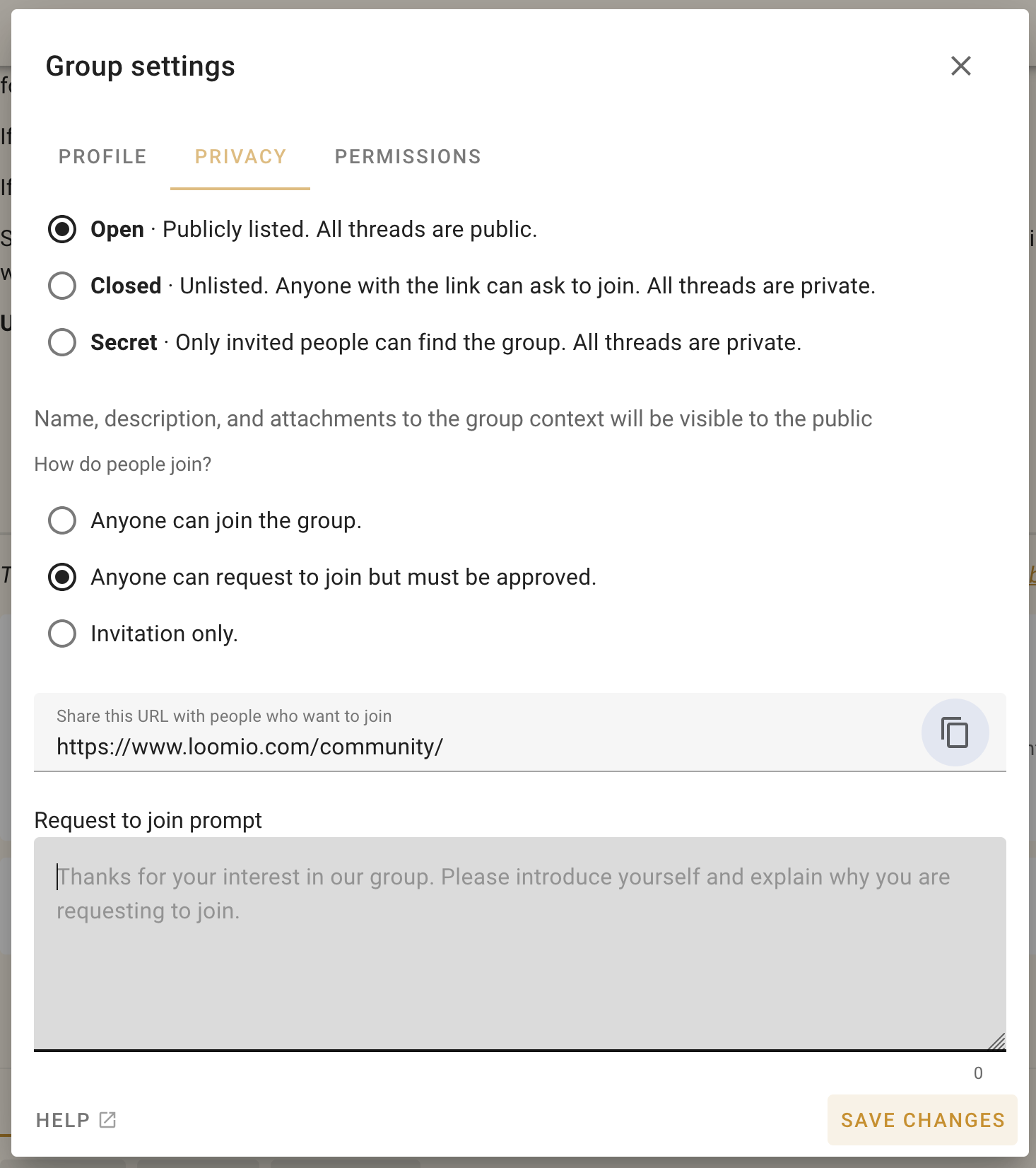 Ask to join group