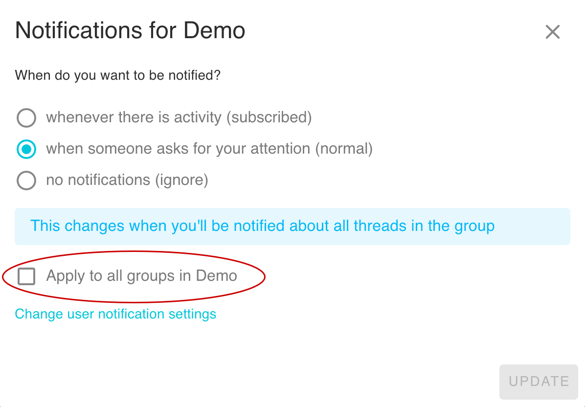 Group email settings